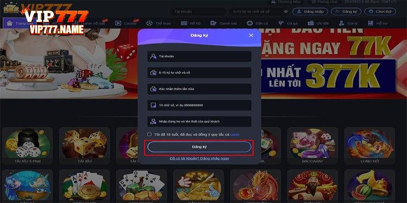 Quy trình đăng ký VIP777 siêu đơn giản trong phút mốt